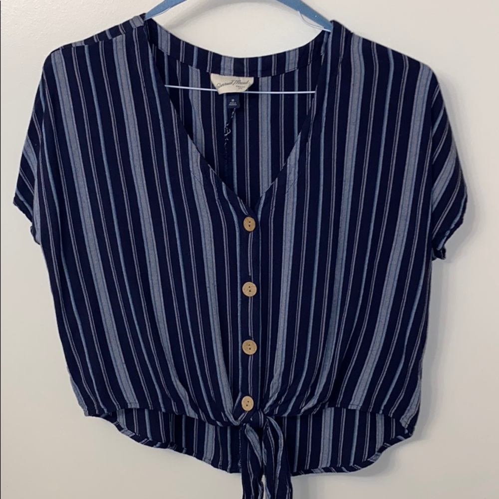 Striped buttoned crop top